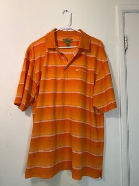 Tri-Mountain Gold XL Orange Ombré Striped "Intelligrated" Polo